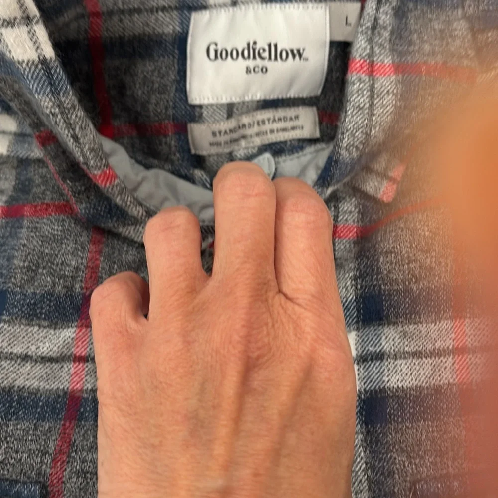 NWOT Goodfellow & Co Men's Red and Blue Checkered Shirt in excellent condition